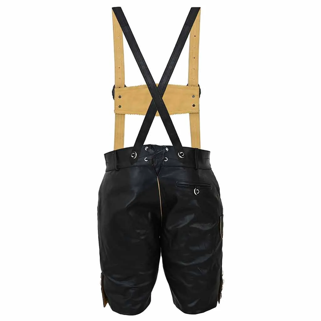Men's Oktoberfest outfit Authentic Leather Short Black Lederhosen "Albert"