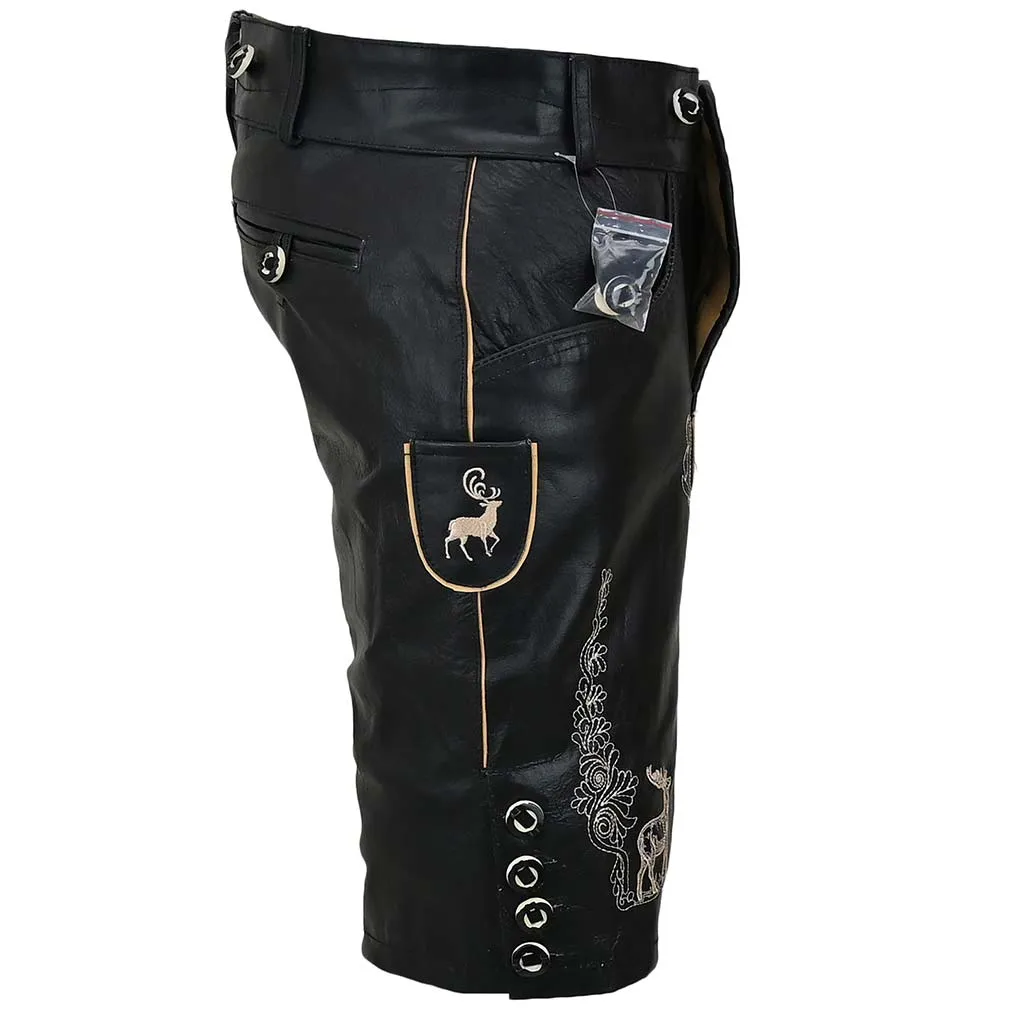 Men's Oktoberfest outfit Authentic Leather Short Black Lederhosen "Albert"