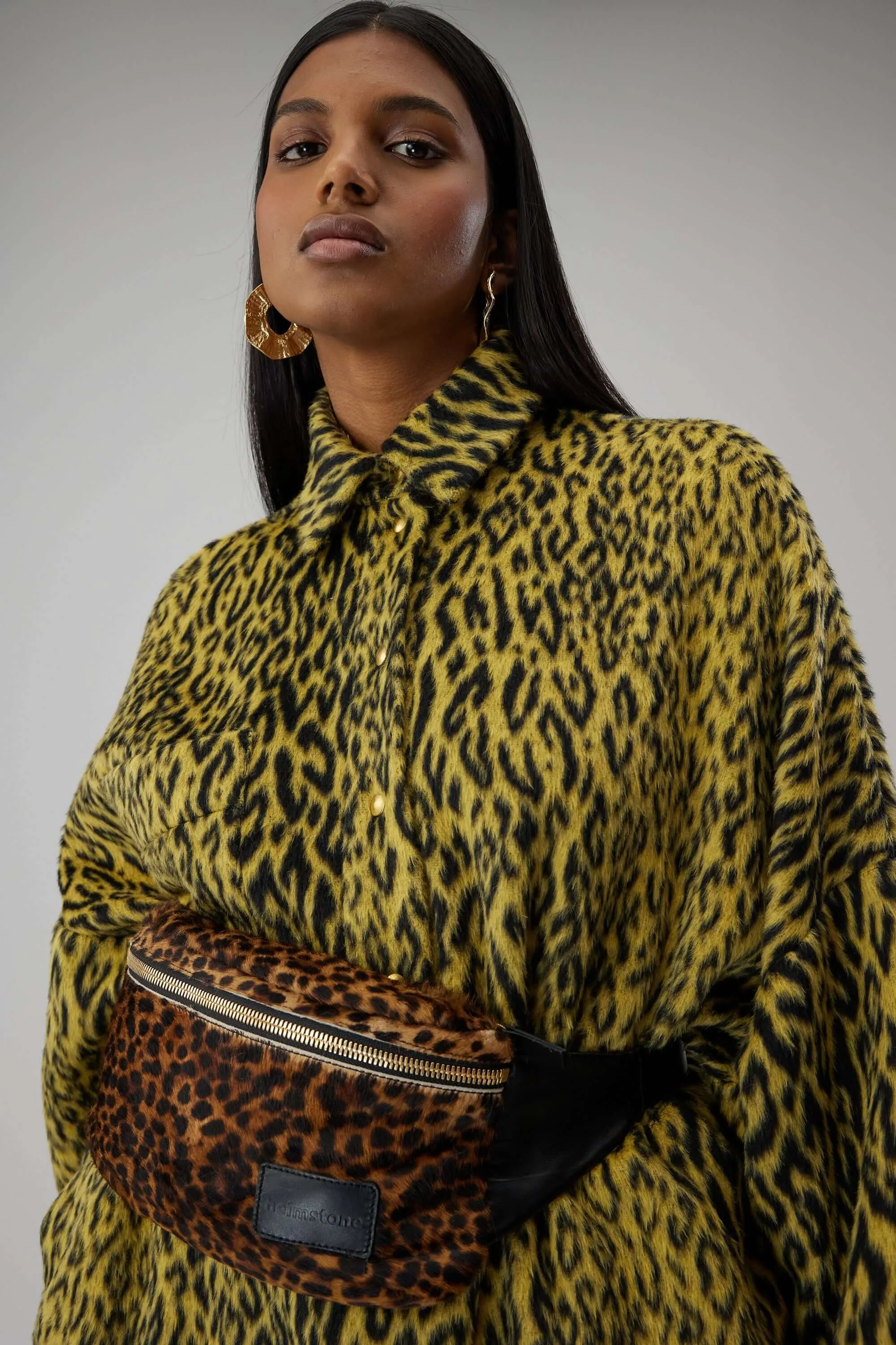 Milo Dress in Yellow Woolen Leopard