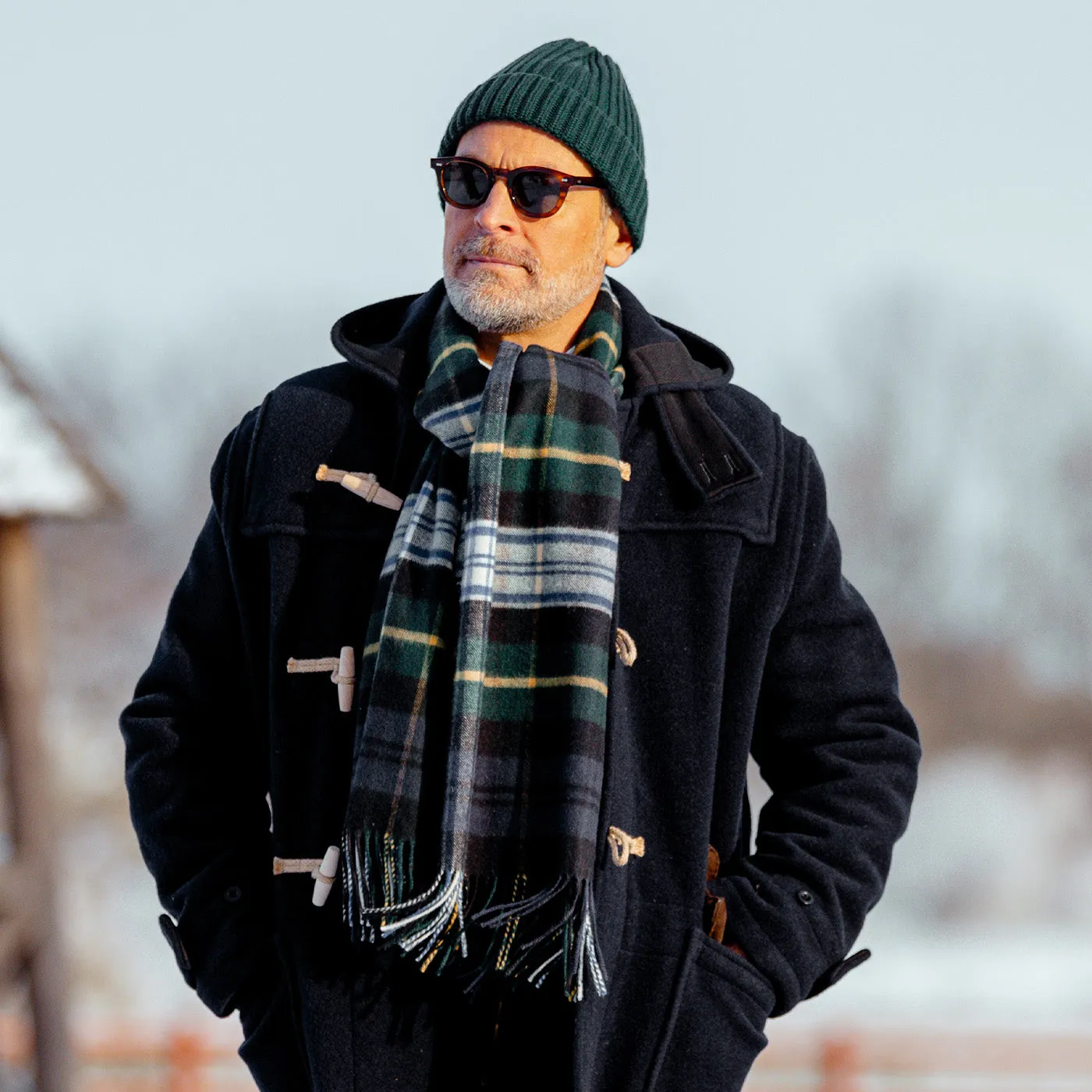 Navy Checked Dress Gordon Cashmere Scarf
