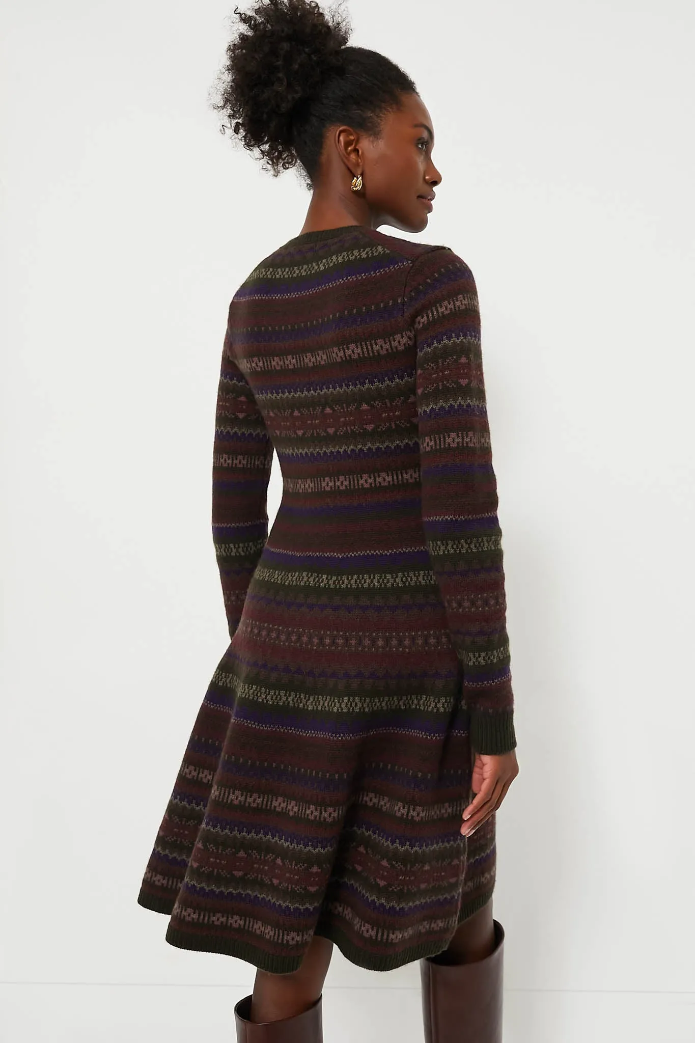Olive Multi Wool Blended Fair Isle Day Dress