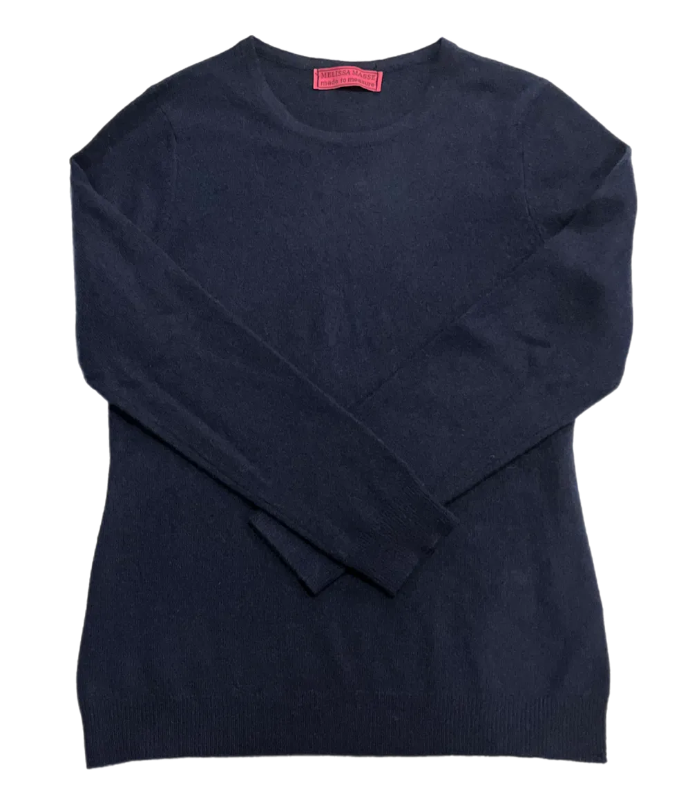Our classic crew neck cashmere sweater *available in Black, H. Grey, Light blue, Terra cotta and Navy. Monogram Optional.