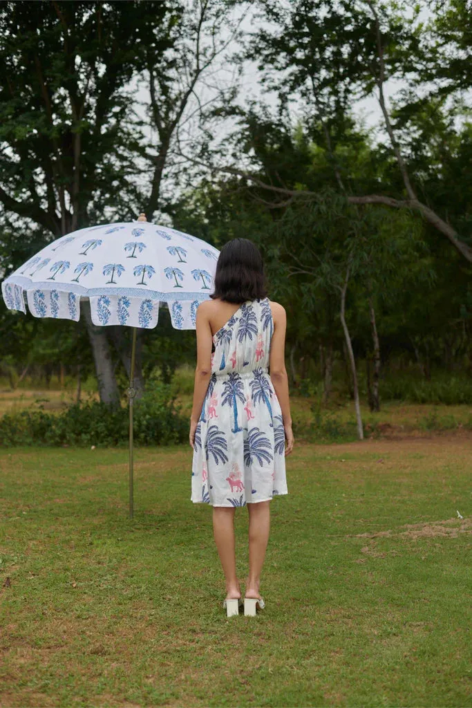 Pink Panther Pleated One Shoulder Dress