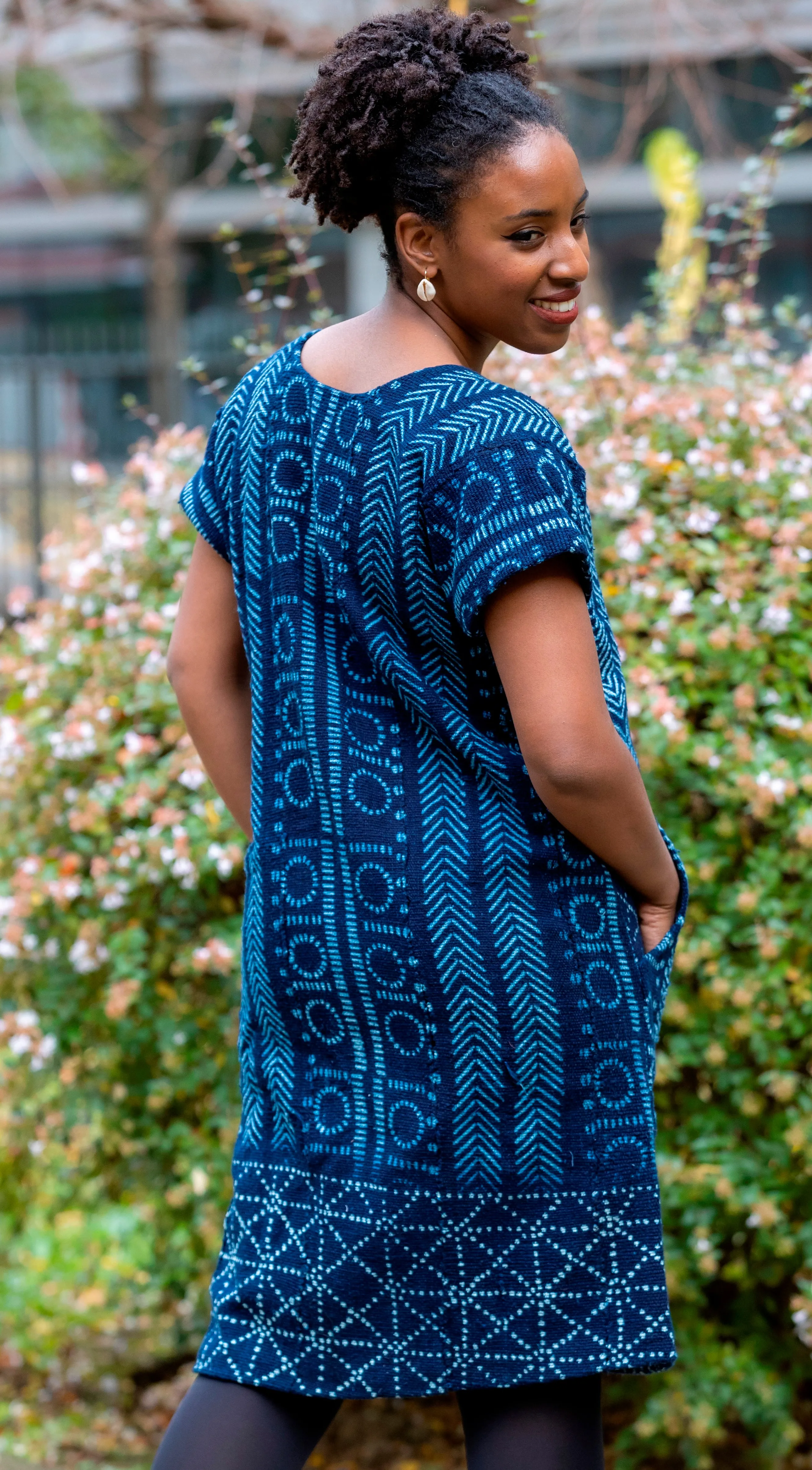 Robe droite "Farafina" en Galafini tissé du Mali