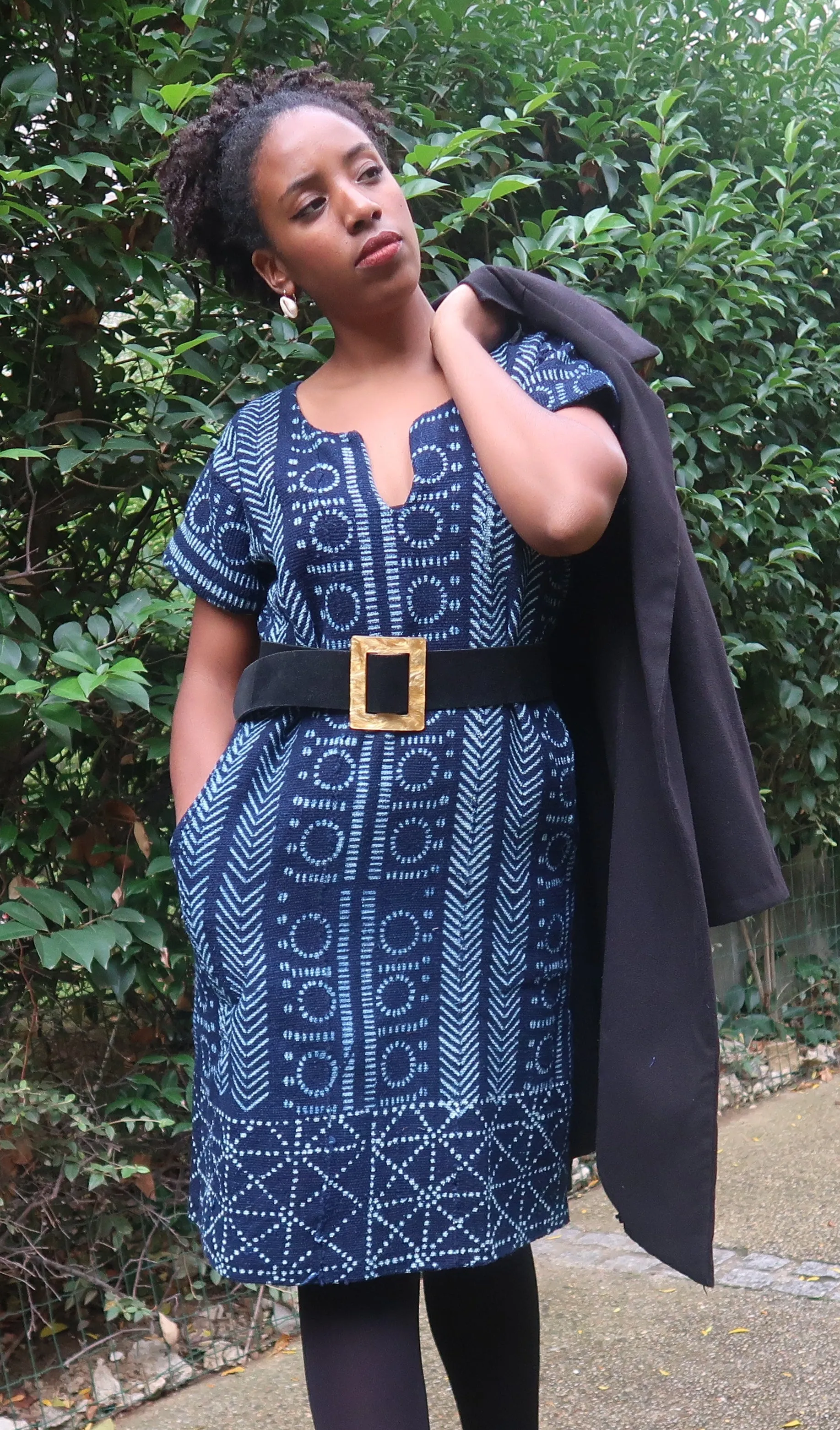 Robe droite "Farafina" en Galafini tissé du Mali