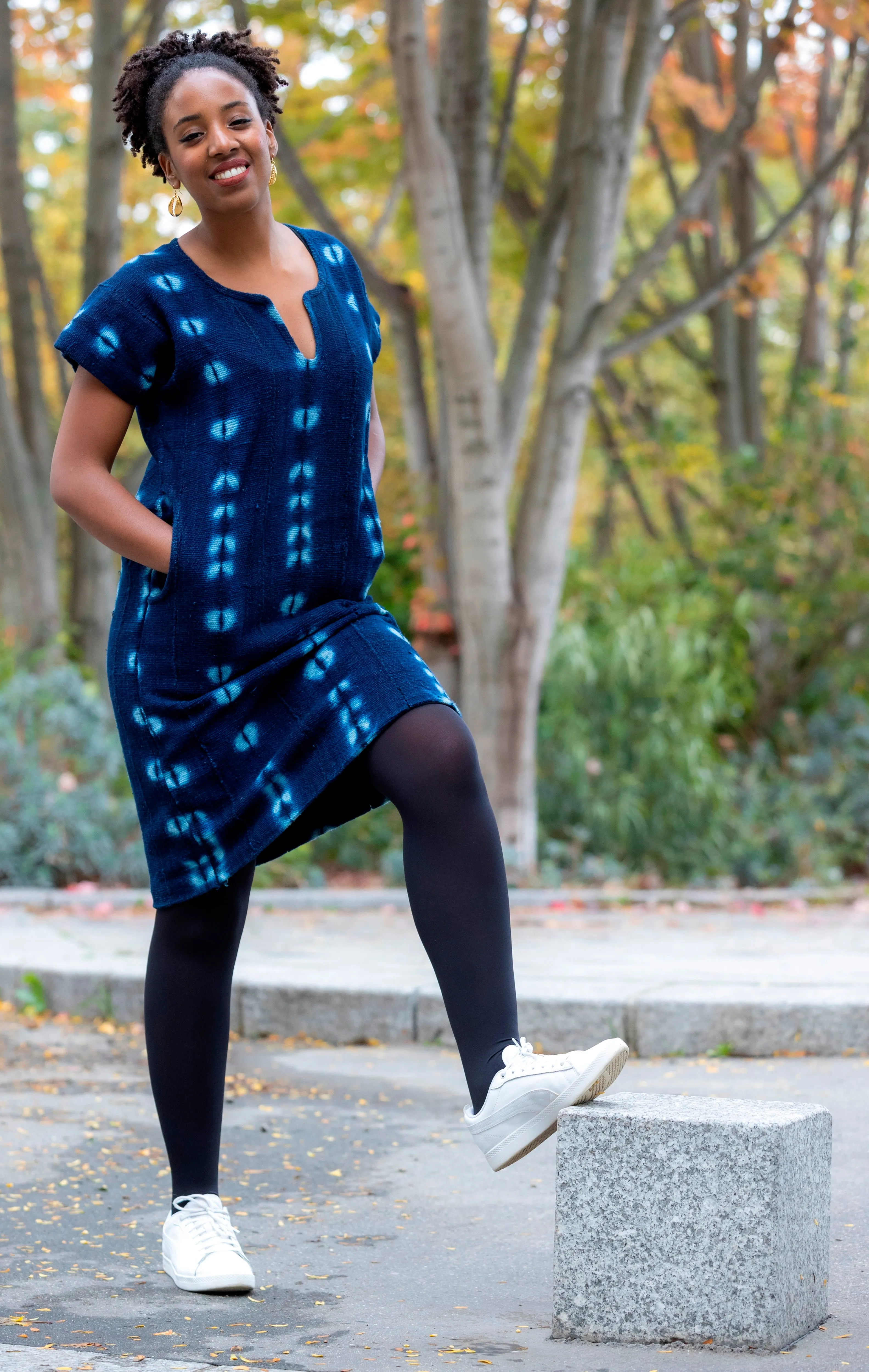 Robe droite "Farafina" en Galafini tissé du Mali