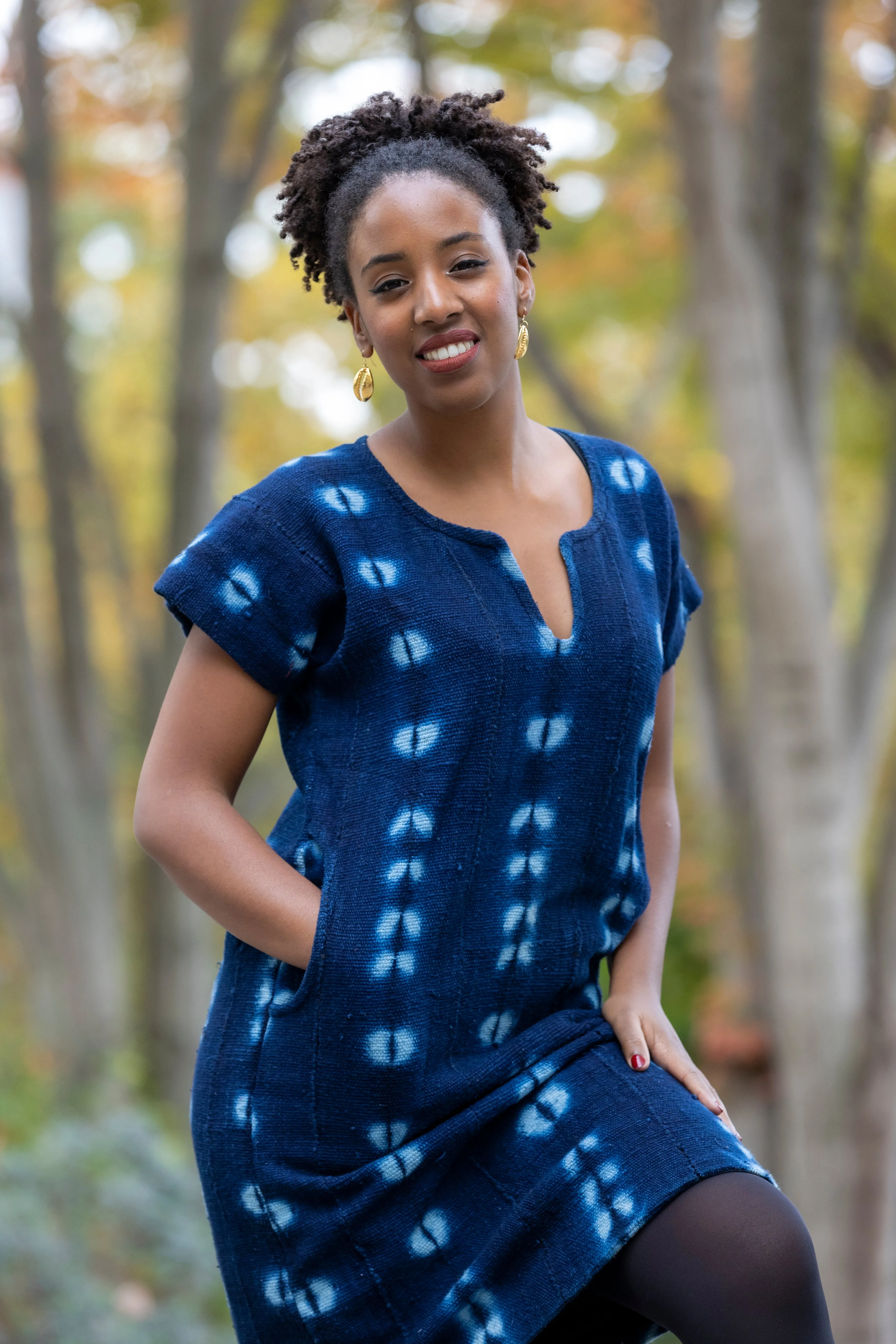 Robe droite "Farafina" en Galafini tissé du Mali