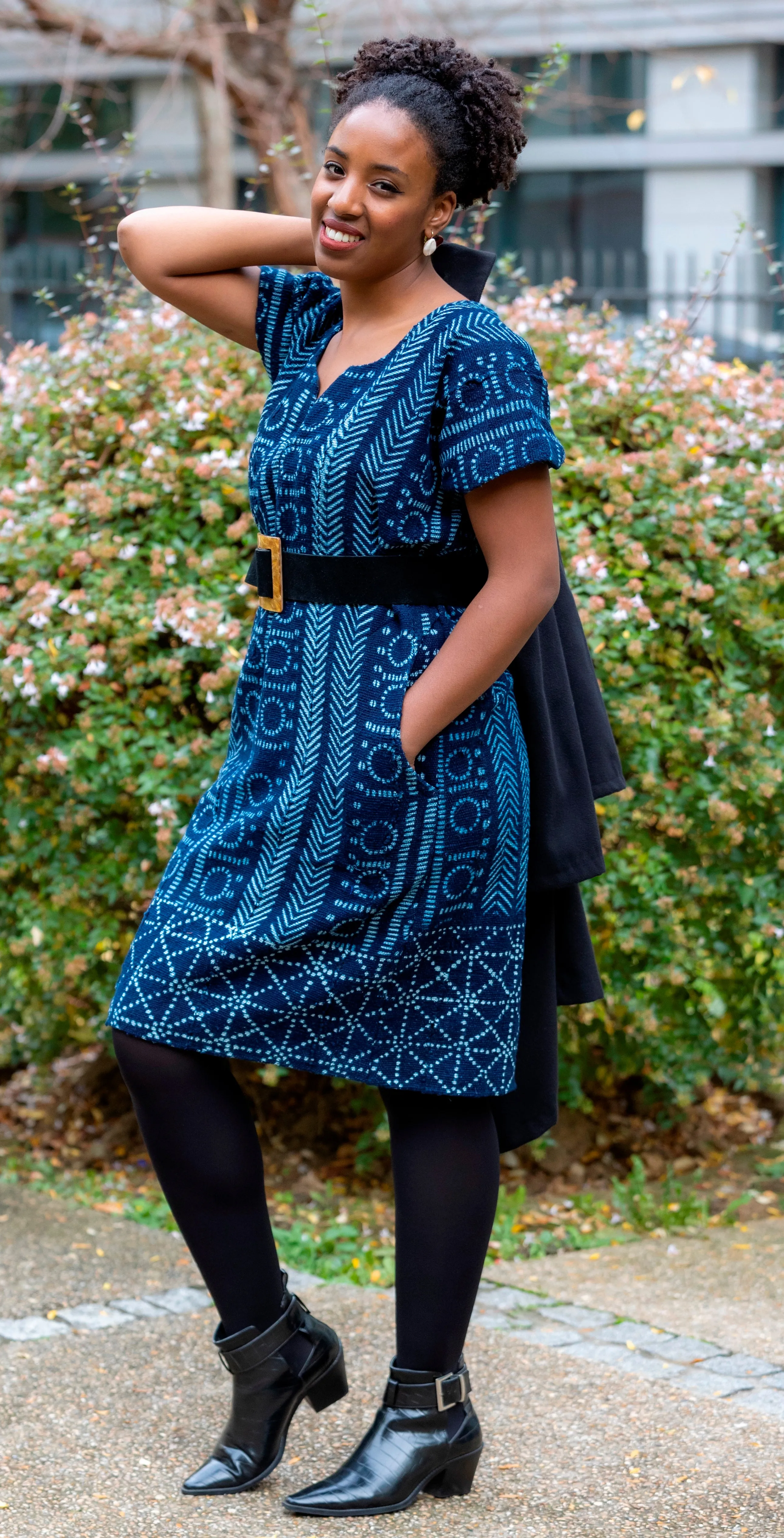 Robe droite "Farafina" en Galafini tissé du Mali