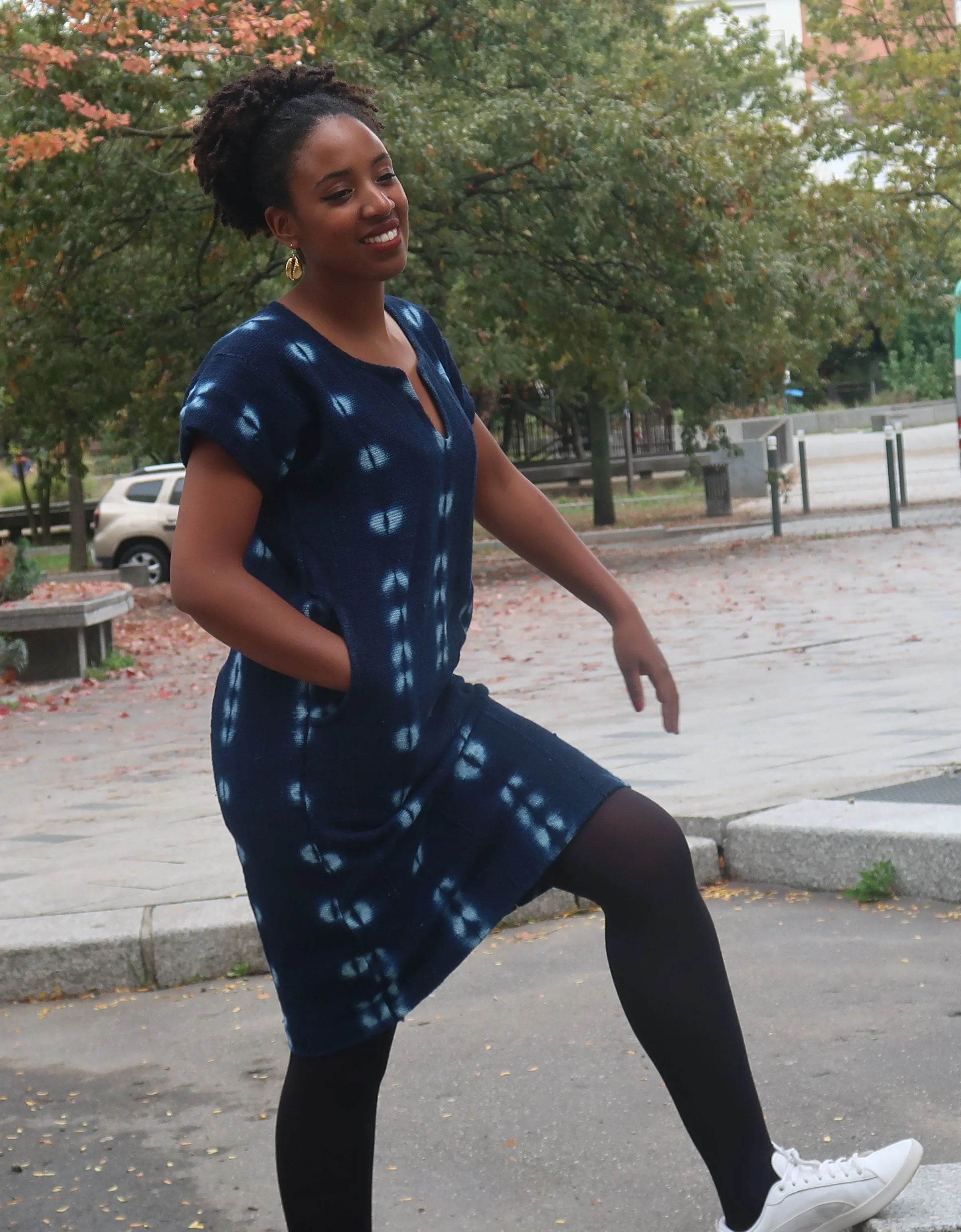 Robe droite "Farafina" en Galafini tissé du Mali