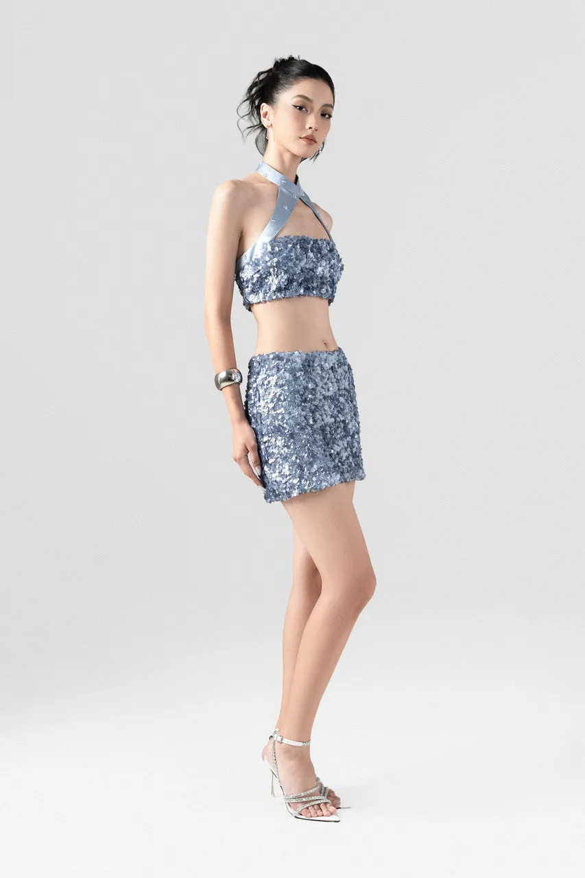 Sequin Cheongsam Neckline Mini Dress