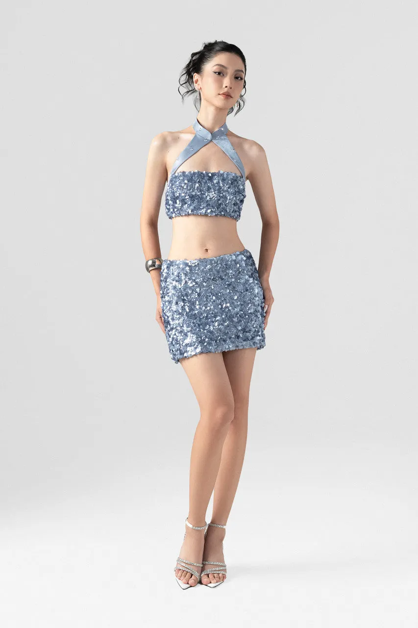 Sequin Cheongsam Neckline Mini Dress