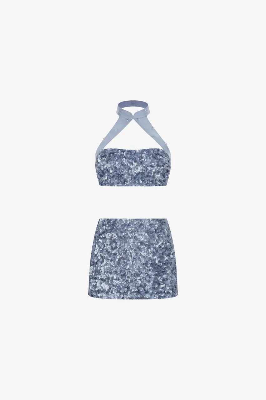 Sequin Cheongsam Neckline Mini Dress