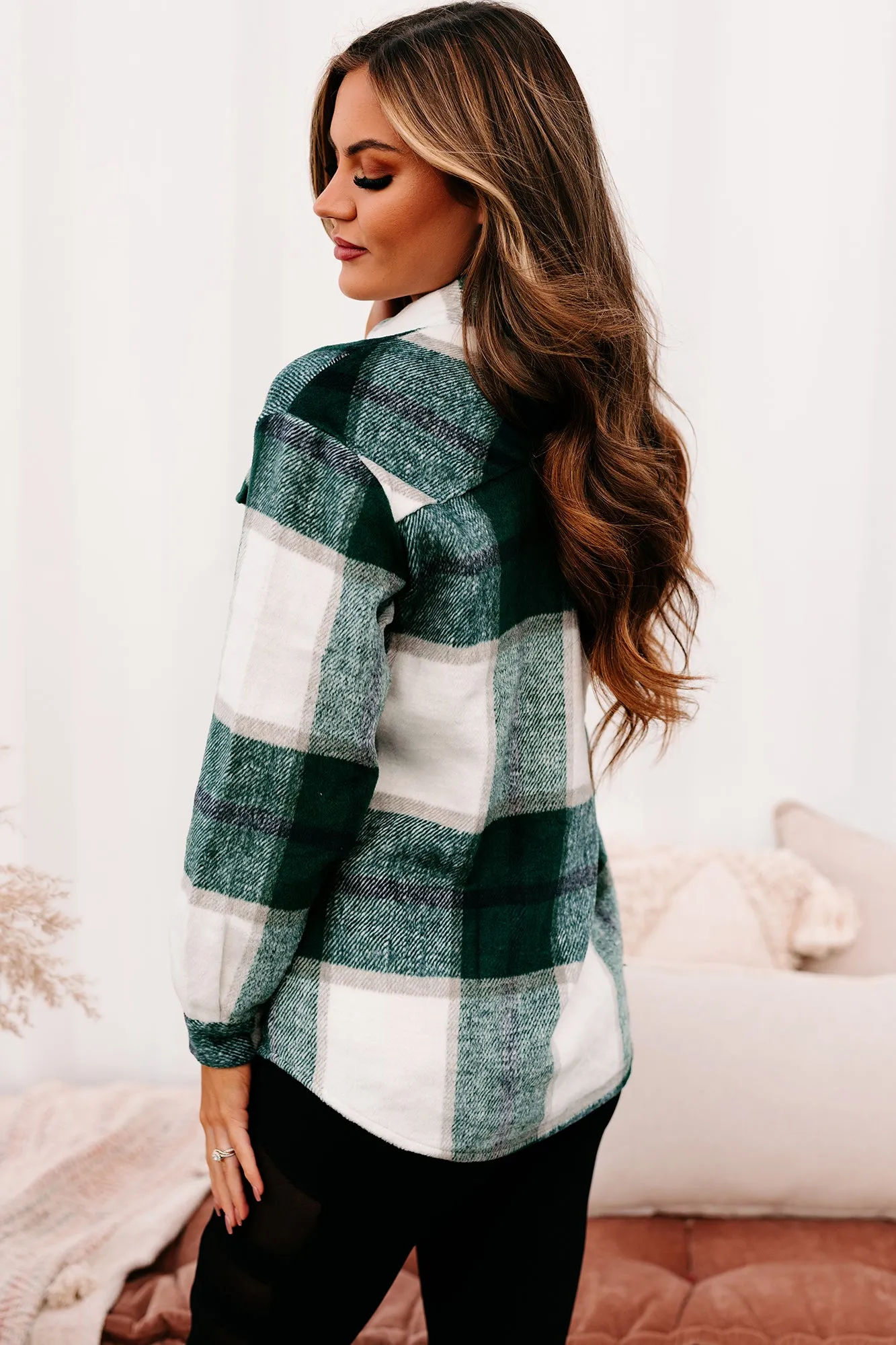 Shift In The Wind Plaid Shacket (Green)