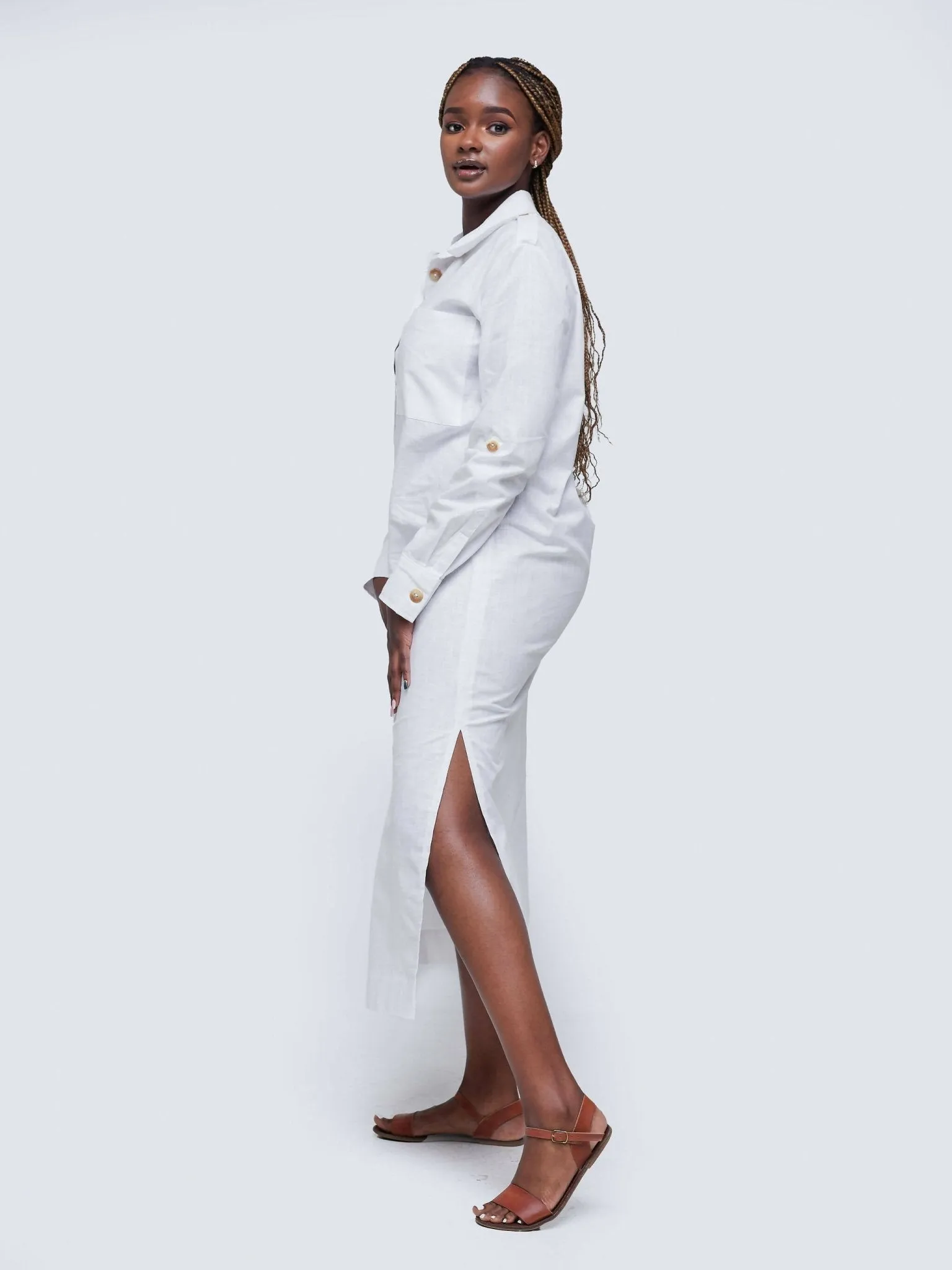 Simbaress Linen Diani Dress - White