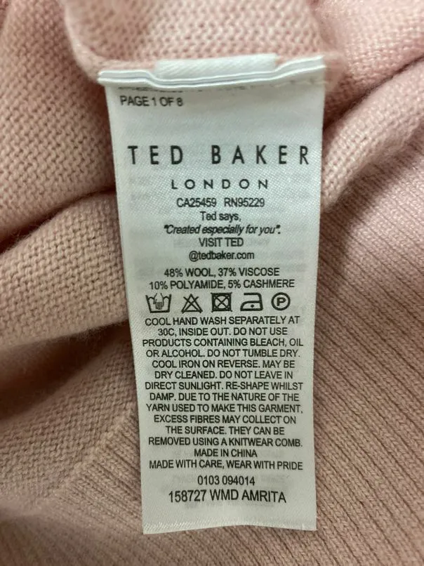 TED BAKER PALE PINK AMRITA WRAP DRESS SIZE 4