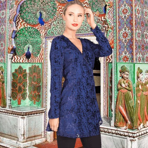 Velvet Beaded Hem Wrap Top