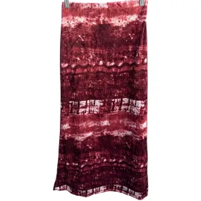 Vintage Womens Red White Hippie Watercolor Velvet Stretch Pencil Midi Skirt S