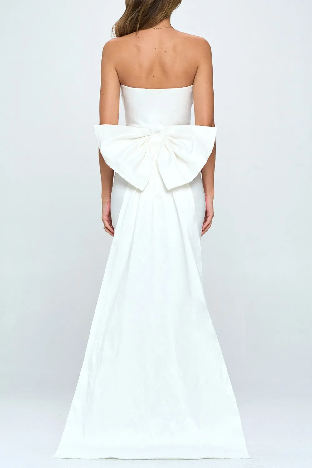 White Bow Train Bodycon Mini Dress