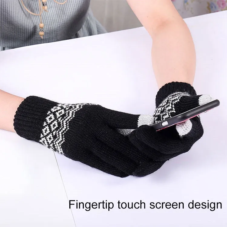 Winter Touch Screen Gloves Women Men Warm Stretch Knit Mittens Imitation Wool Thicken Full Finger Gloves(C-Purple)