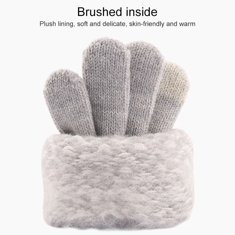 Winter Touch Screen Gloves Women Men Warm Stretch Knit Mittens Imitation Wool Thicken Full Finger Gloves(C-Purple)