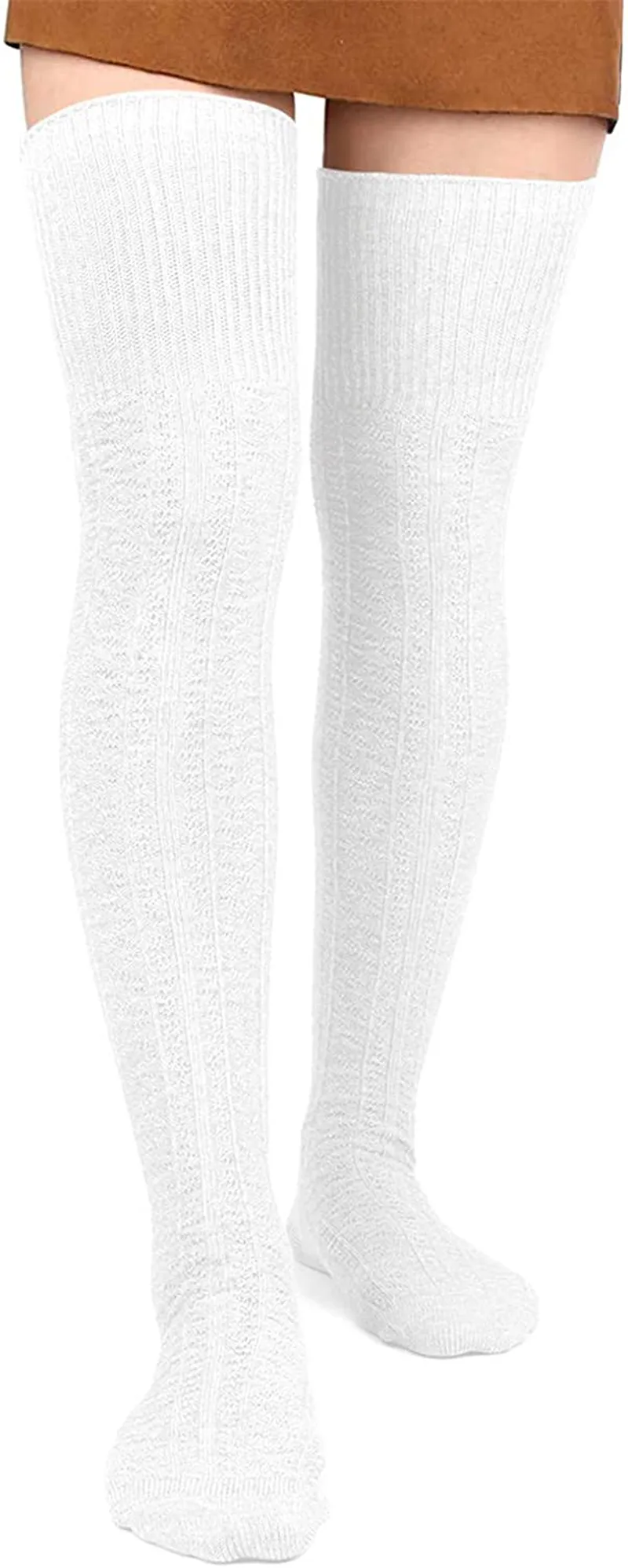 Women Thigh High Socks Extra Long Cotton Knit Warm Thick Tall Long Boot Stockings Leg Warmers