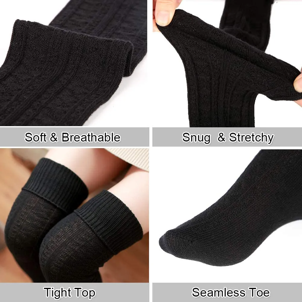 Women Thigh High Socks Extra Long Cotton Knit Warm Thick Tall Long Boot Stockings Leg Warmers