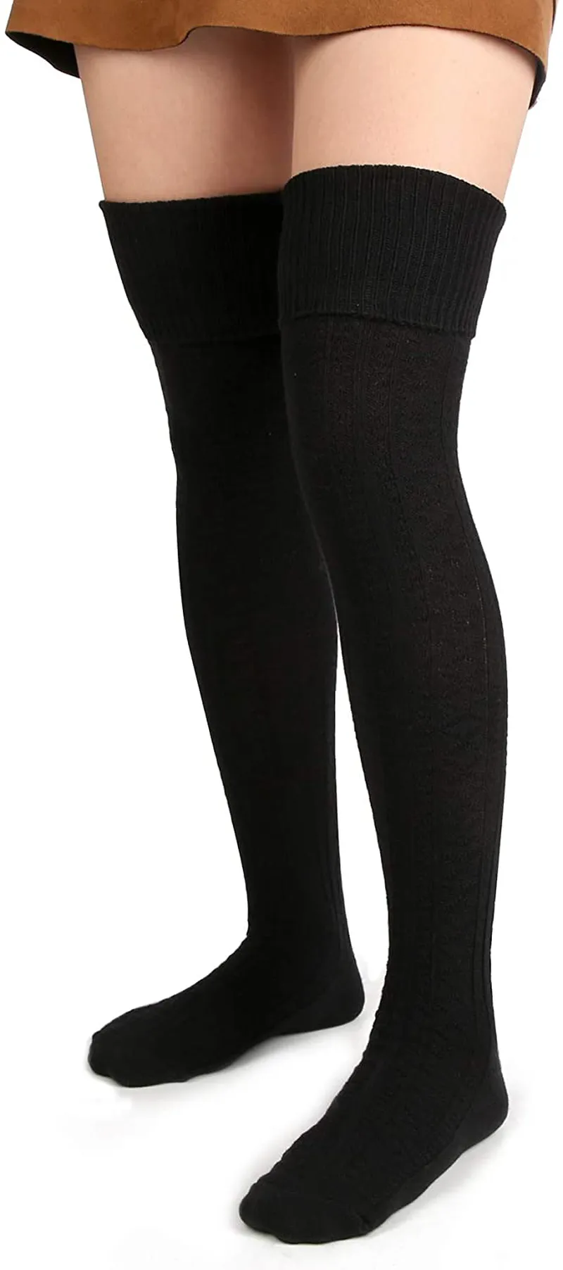 Women Thigh High Socks Extra Long Cotton Knit Warm Thick Tall Long Boot Stockings Leg Warmers